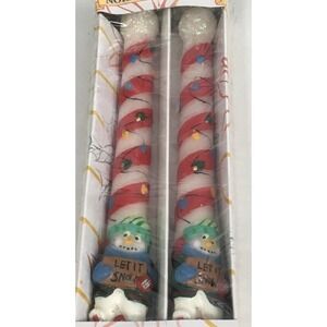 Snowman"Let It Snow" Christmas Taper Candles North Pole Robert Allan 10"Retro
